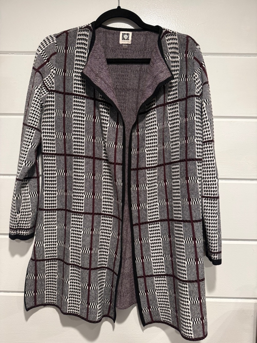 Anne Klein Burgundy and Black Knit Cardigan. Size - Small